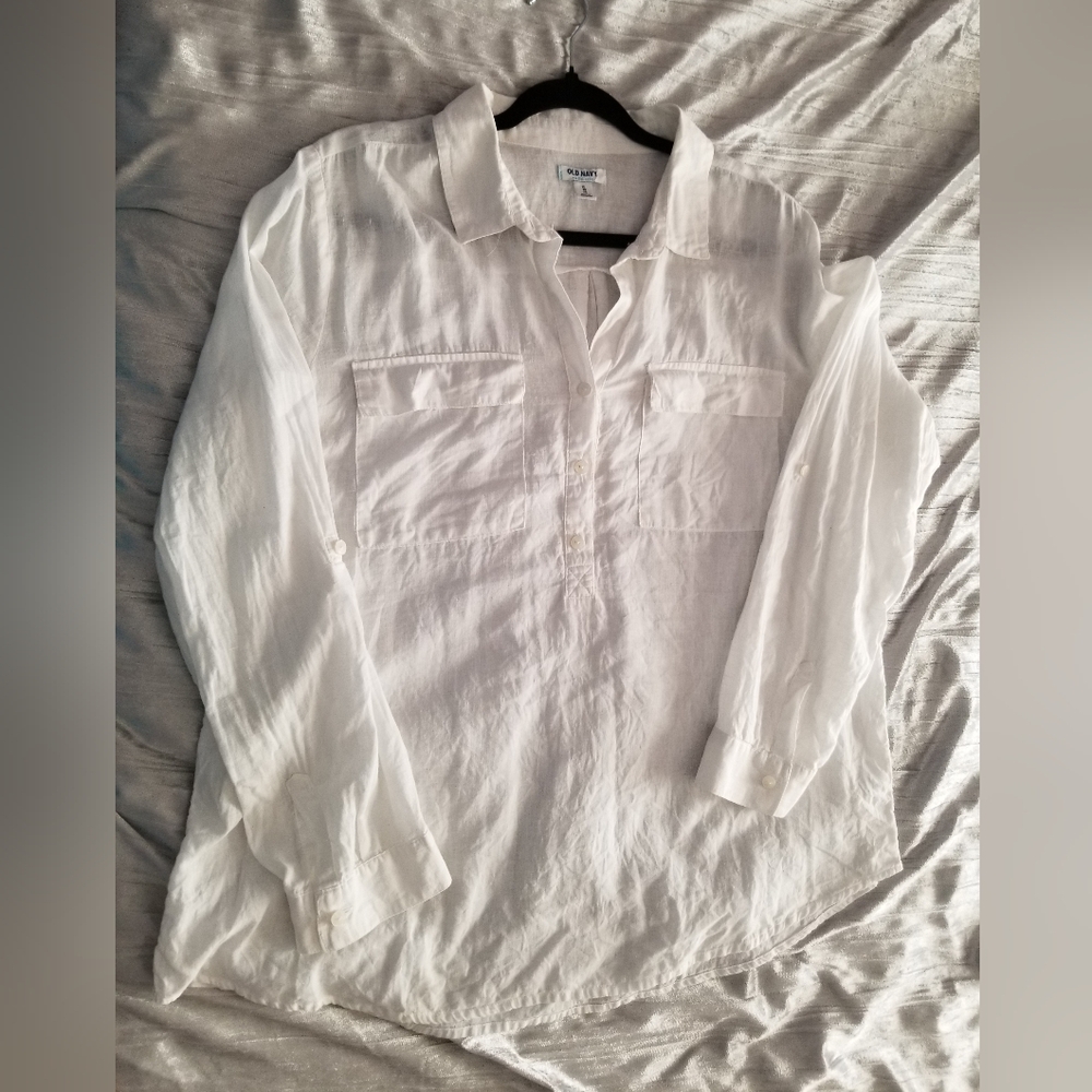 XL white linen shirt